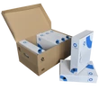 Archiváló konténer karton doboz fedeles 54x36x25cm, felfelé nyíló tetővel Bluering® barna