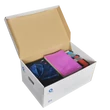 Archiváló konténer karton doboz fedeles 54x36x25cm, felfelé nyíló tetővel Bluering® fehér-kék