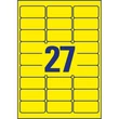 Etikett címke, 63,5 x29,6mm, időjárásálló poliészter, 27 címke/ív, 20 ív/doboz, Avery sárga