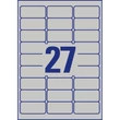 Etikett címke, 63,5 x29,6mm, ipari poliészter, 27 címke/ív, 20 ív/doboz, Avery ezüst