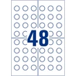 Etikett címke, o20mm, eltávolíthatatlan 48 címke/ív, 10 ív/doboz, Avery fehér