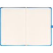 Keménytáblás notesz pontozott vonalozással krémszínű lapokkal leszorító gumiszalaggal Blue 130x210mm, Presco