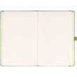 Keménytáblás notesz pontozott vonalozással krémszínű lapokkal leszorító gumiszalaggal Green 130x210mm, Presco