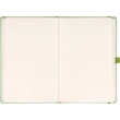 Keménytáblás notesz pontozott vonalozással krémszínű lapokkal leszorító gumiszalaggal Green 130x210mm, Presco