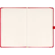 Keménytáblás notesz pontozott vonalozással krémszínű lapokkal leszorító gumiszalaggal Red 130x210mm, Presco