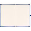 Keménytáblás notesz pontozott vonalozással krémszínű lapokkal leszorító szalaggal Dark blue 130x210mm, Presco