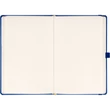 Keménytáblás notesz pontozott vonalozással krémszínű lapokkal leszorító szalaggal Dark blue 130x210mm, Presco