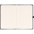 Keménytáblás notesz vonalas krémszínű lapokkal leszorító gumiszalaggal Black 130x210mm, Presco
