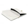 Keménytáblás notesz vonalas krémszínű lapokkal leszorító gumiszalaggal Green 130x210mm, Presco