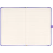 Keménytáblás notesz vonalas krémszínű lapokkal leszorító gumiszalaggal Lila 130x210mm, Presco