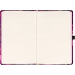 Keménytáblás notesz krémszínű lapokkal leszorító gumiszalaggal Purple Flowers 130x210mm, Presco