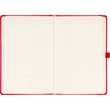 Keménytáblás notesz vonalas krémszínű lapokkal leszorító gumiszalaggal Red 130x210mm, Presco