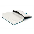 Keménytáblás notesz vonalas krémszínű lapokkal leszorító gumiszalaggal Teal 130x210mm, Presco