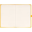 Keménytáblás notesz vonalas krémszínű lapokkal leszorító gumiszalaggal Yellow 130x210mm, Presco