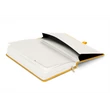 Keménytáblás notesz vonalas krémszínű lapokkal leszorító gumiszalaggal Yellow 130x210mm, Presco
