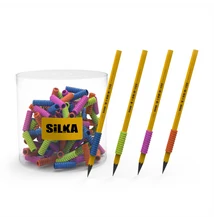 Ceruza markolat, spirál, szilikon, csillám, 72 db/display, Silka Ceruza markolat, spirál, szilikon, csillám, 72 db/display, Silka