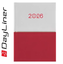 Határidőnapló Contrast A5 napi, fehér lapokkal fehér-piros Dayliner 2026.
