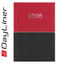 Határidőnapló Contrast A5 napi, fehér lapokkal piros-fekete Dayliner 2026.