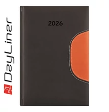 Határidőnapló Memphis B5 heti, fehér lapokkal fekete-narancs Dayliner 2026.