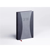 Határidőnapló Prémium A B/5, heti krémszínű lapokkal szürke Realsystem 2026.