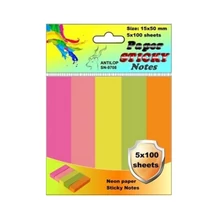 Jelölőcímke 15x50mm, 5x100lap  papír, neon színek Antilop