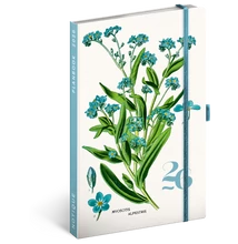 Keménytáblás notesz krémszínű lapokkal leszorító gumiszalaggal Herbarium 130x210mm, Presco