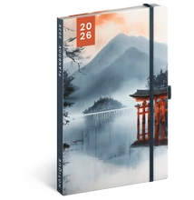 Keménytáblás notesz krémszínű lapokkal leszorító gumiszalaggal Japan 130x210mm, Presco