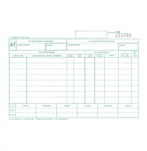 Készlet átadás átvételi bizonylat 8tételes 25x4 lapos tömb A/5 fekvő B.12-122