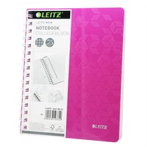 Spirálfüzet A5, 80lap kockás Leitz Wow rózsaszín