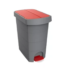 Szemetes kuka pedálos műanyag 60 literes Pelikán Slim eco antracit színű piros tetővel