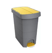 Szemetes kuka pedálos műanyag 60 literes Pelikán Slim eco antracit színű sárga tetővel