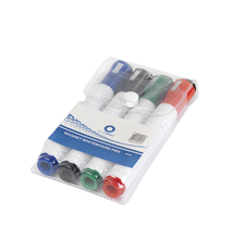 Táblamarker készlet, 3mm, mágneses, törlővel multifunkciós kerek Bluering®, 4 klf. szín 