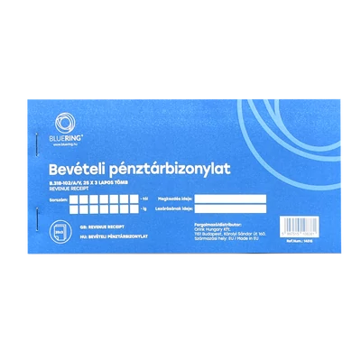 Bevételi pénztárbizonylat 25x3lapos B.318-102/A/V Bluering®
