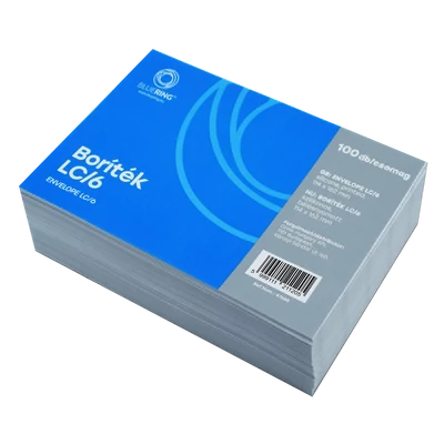 Boríték LC/6 szilikonos bélésnyomott 114x162mm Bluering® 100 db/csom fehér