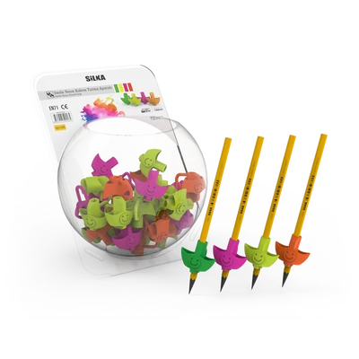 Ceruza markolat, fogássegítő, szilikon, smile, 72 db/display, Silka