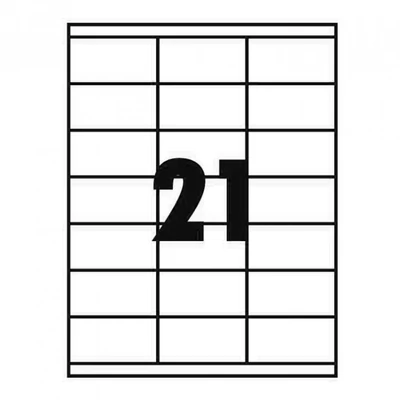 Etikett címke, 70x42,3mm, 100 lap, 21 címke/lap