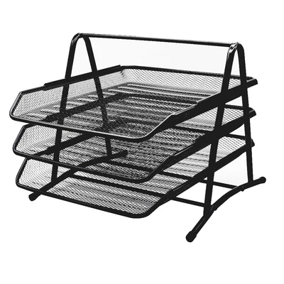 Fémhálós irattálca 3 szintes Bluering® fekete