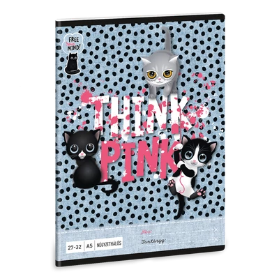 Füzet iskolai A5, 32lap, kockás 27-32 Ars Una THINK-PINK (5285) 23 10db/csomag