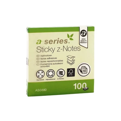 Jegyzettömb öntapadó, 75x75mm, 100lap, `Z` A-Series, sárga
