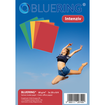 Másolópapír, színes, vegyes színek A4, 80g. Bluering® 5x20 ív/csomag, intenzív színes