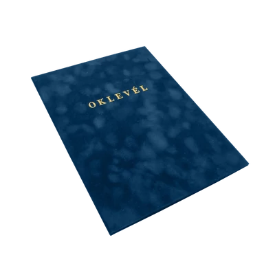 Oklevéltartó A4, prémium, arany nyomattal, Bluering® kék