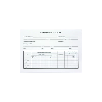 Szabadságnyilvántartás A5, B.18-50