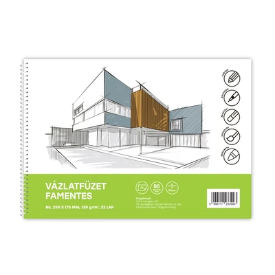 Vázlatfüzet famentes B/5 32 lap