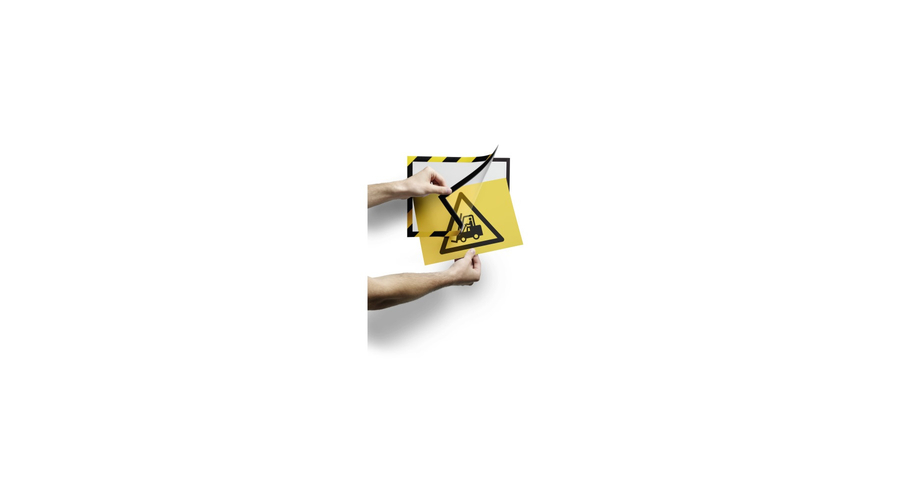 Infókeret A4, öntapadó mágneses záródás 2 db/csomag, Durable Duraframe® Security, sárga/fekete