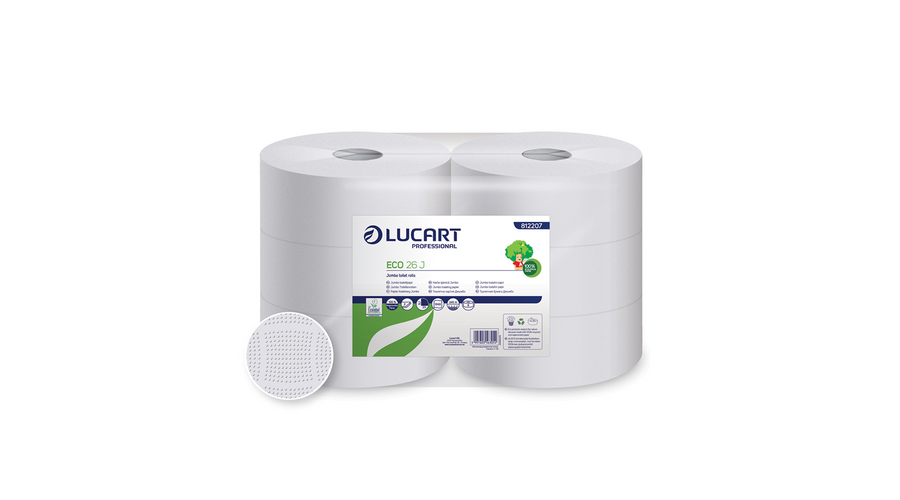 Toalettpapír 2 rétegű közületi átmérő: 26 cm 6 tekercs/karton 26 J EcoLucart_812207 fehér