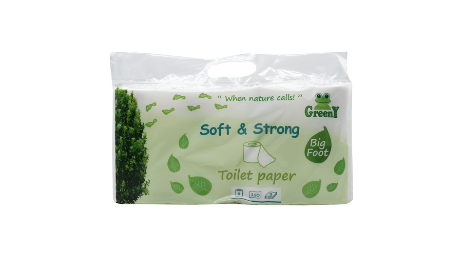 Toalettpapír 3 rétegű kistekercses 100% cellulóz 8 tekercs/csomag Soft & Strong_Greeny